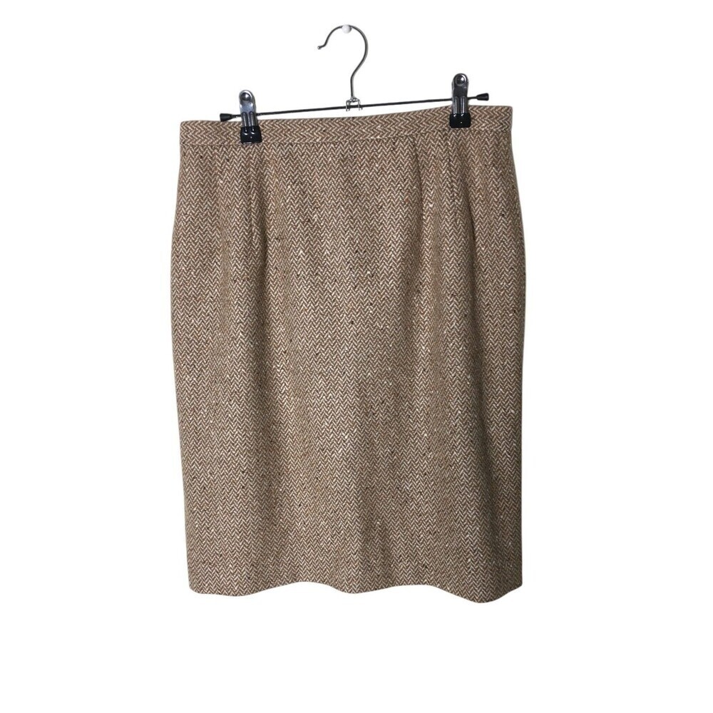 Talbots Brown Lined Skirt Women's Size 10 Petite 100% Wool Office Core Business